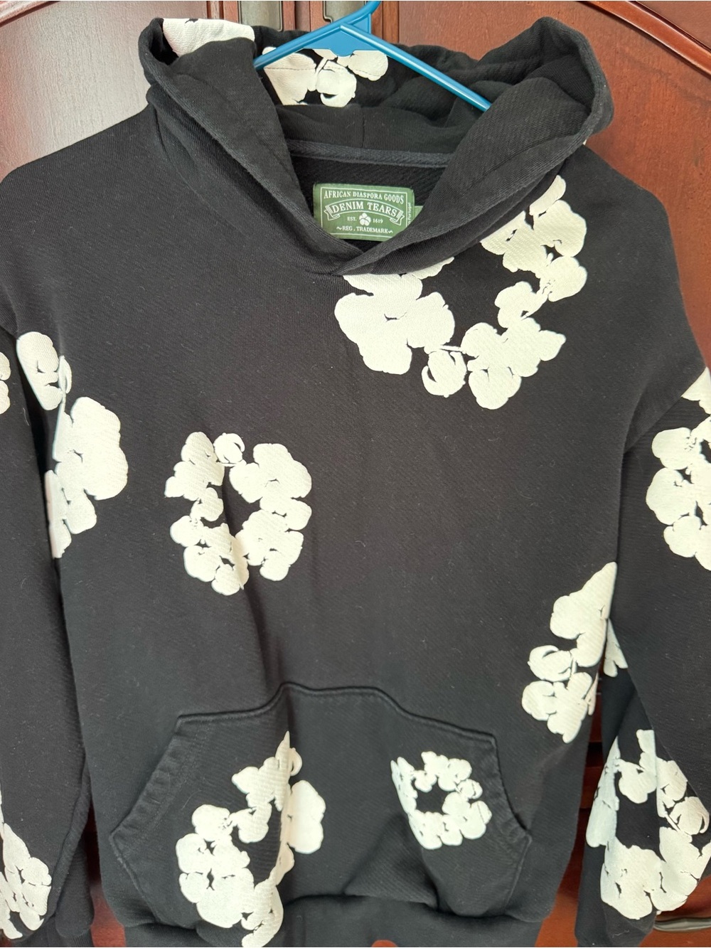 Black Floral-Print Crewneck Sweater Hoodie